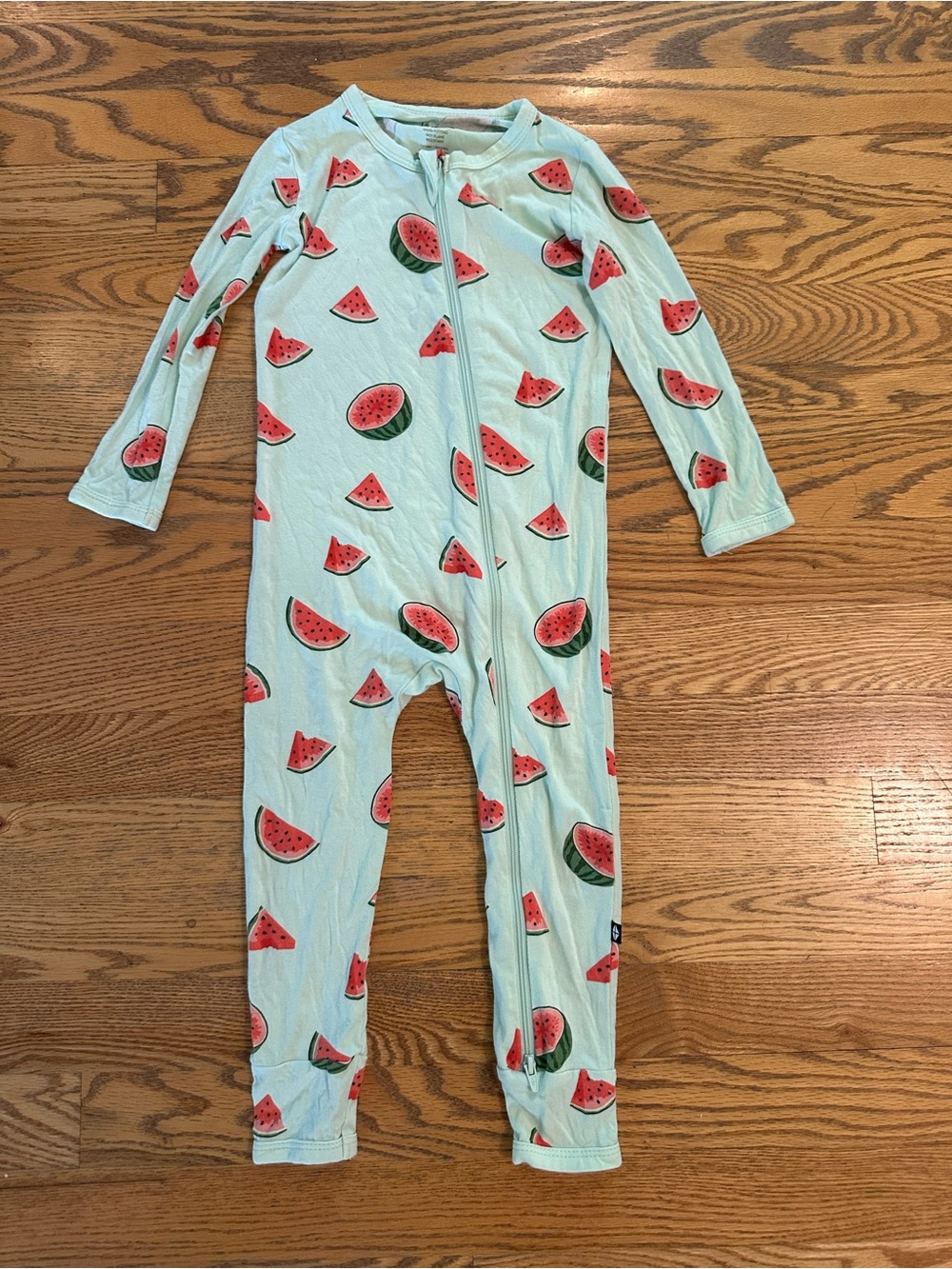Kyte baby zip romper - Watermelon Print - Light Aqua
